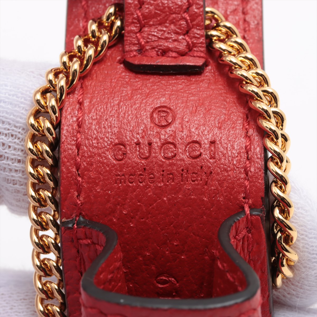 Gucci GG Logo Leather Lip Case Red