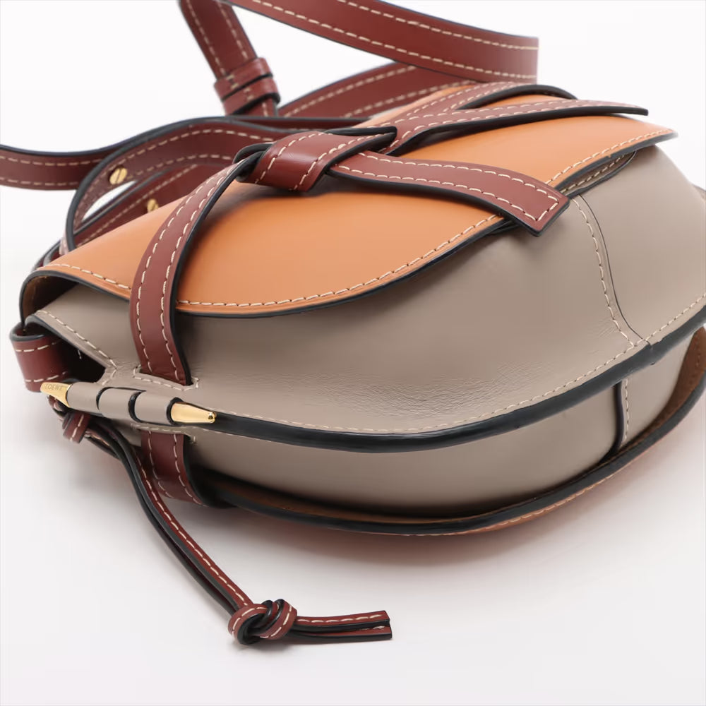 Loewe Gate Small Leather Shoulder Bag Brown x Gray