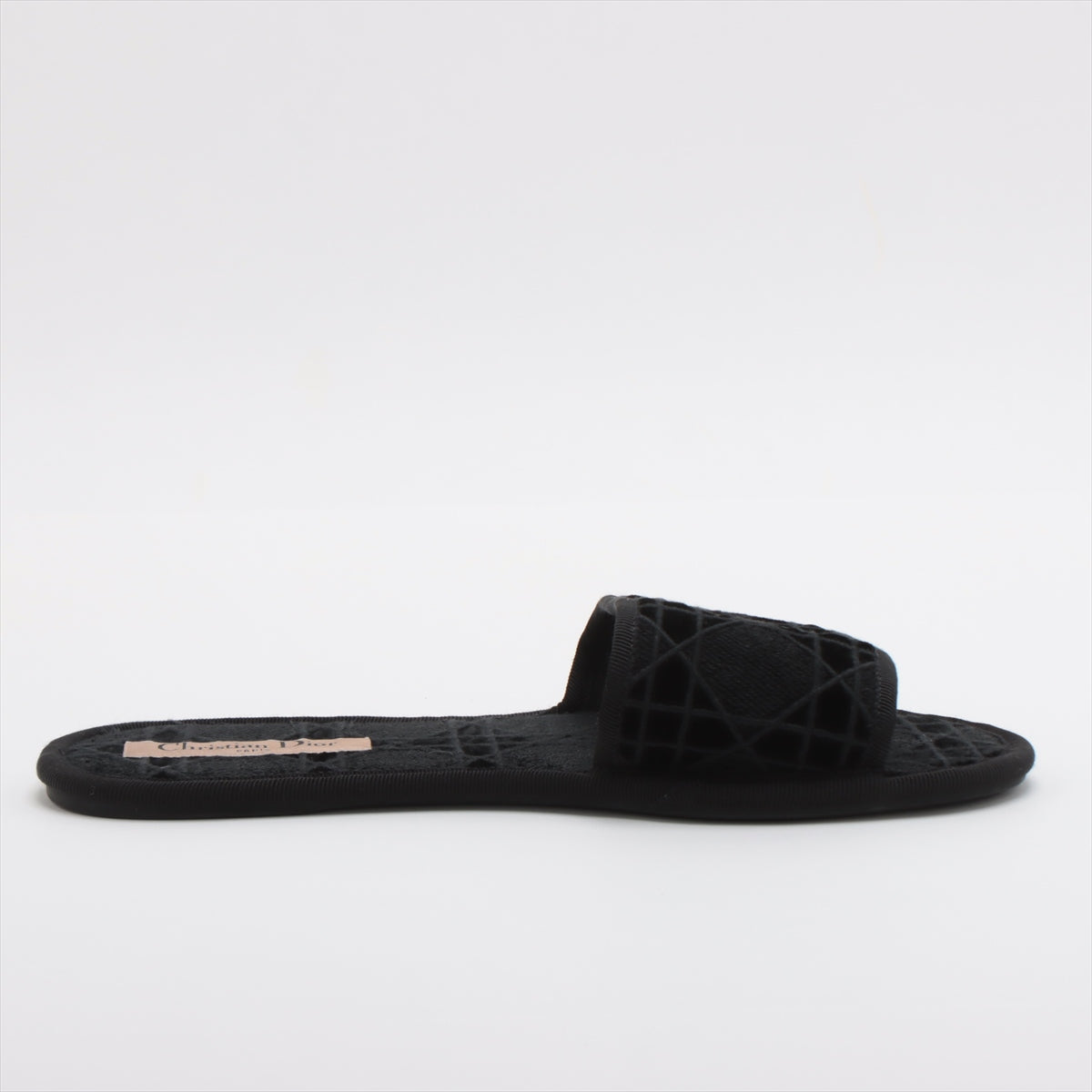 Christian Dior Cannage Velour Slide Sandal Black