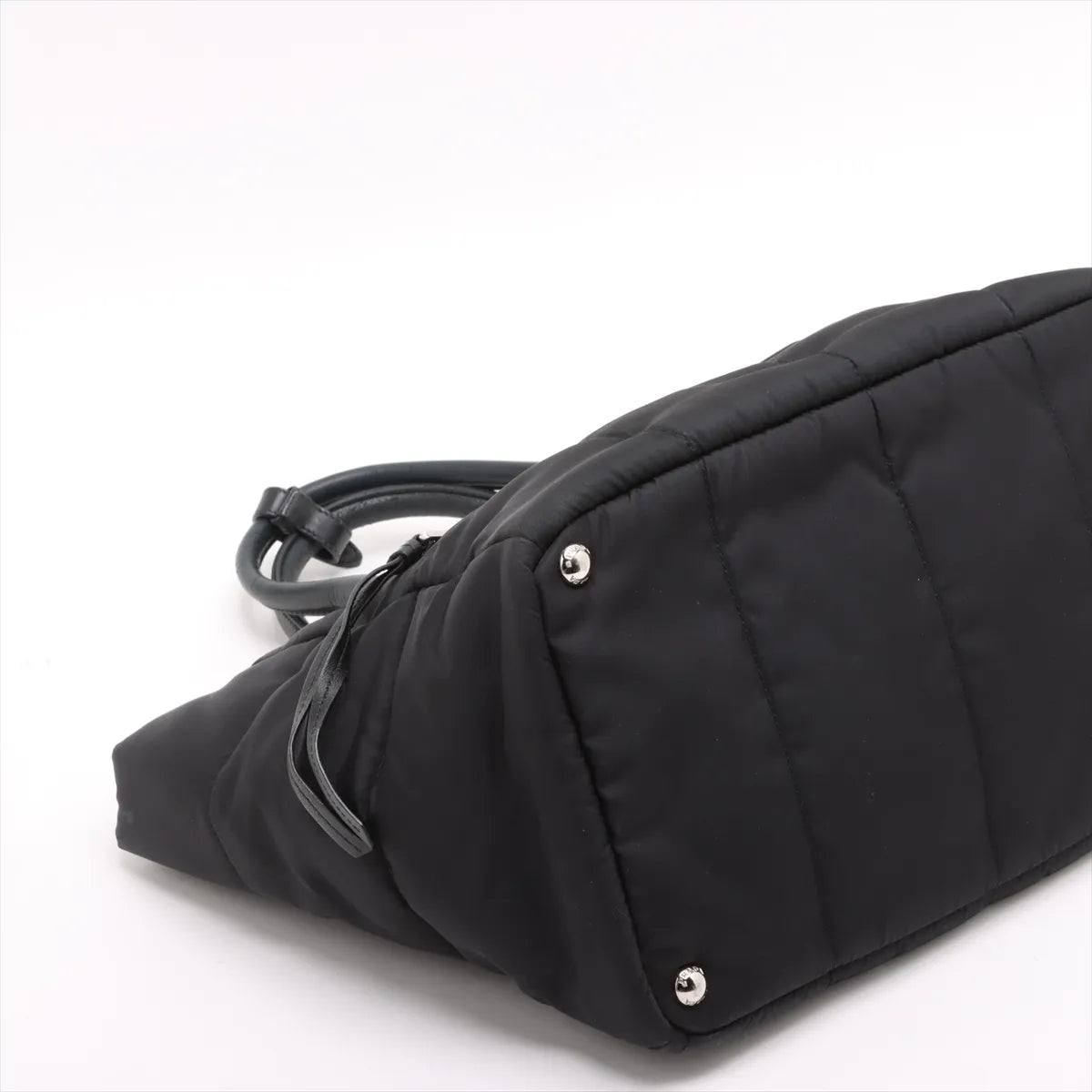 Prada Tessuto Bomber Nylon Leather Handbag Black