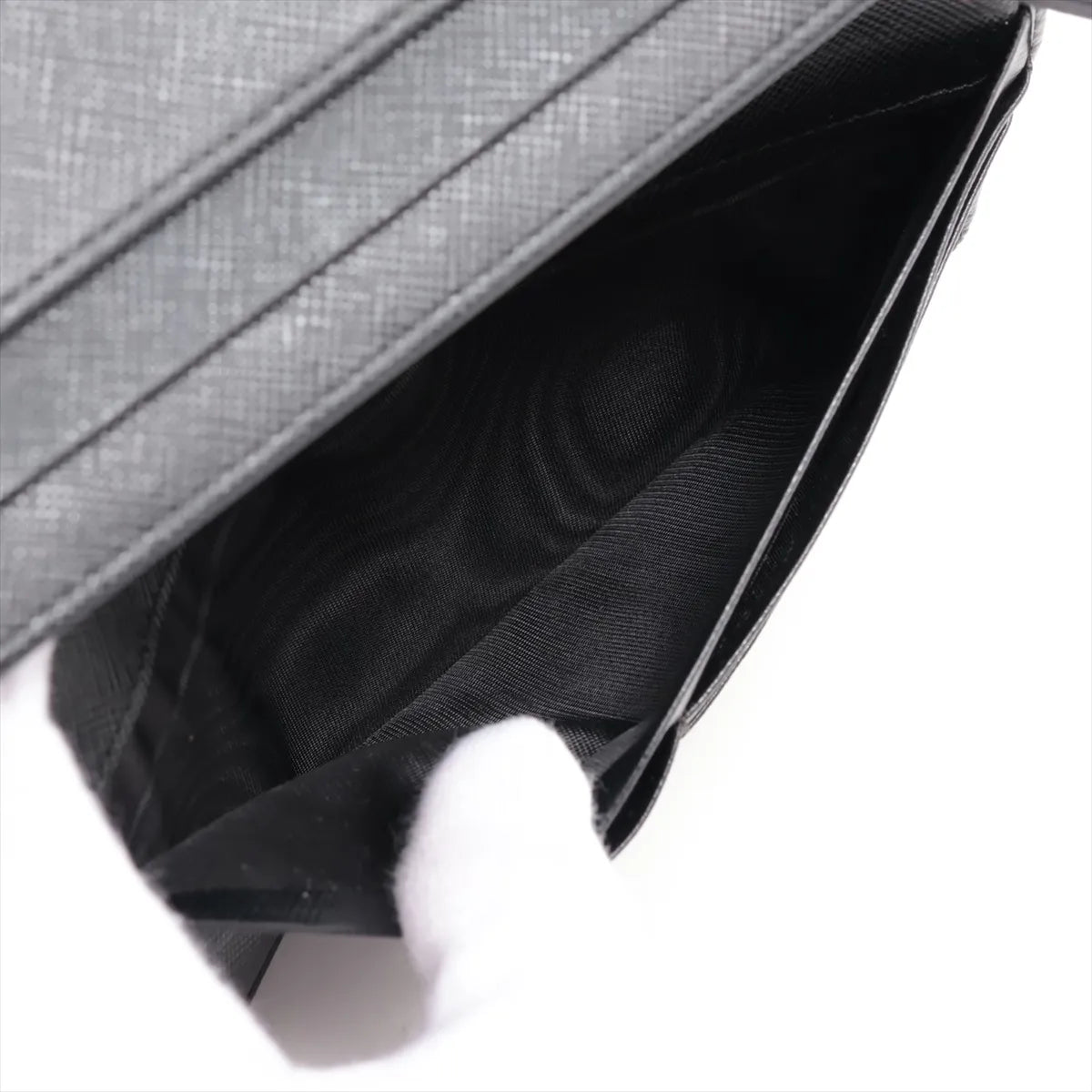Prada Saffiano Leather Ribbon Long Wallet Black