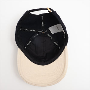 Celine Triomphe Wool & Nylon Baseball Cap Black x White