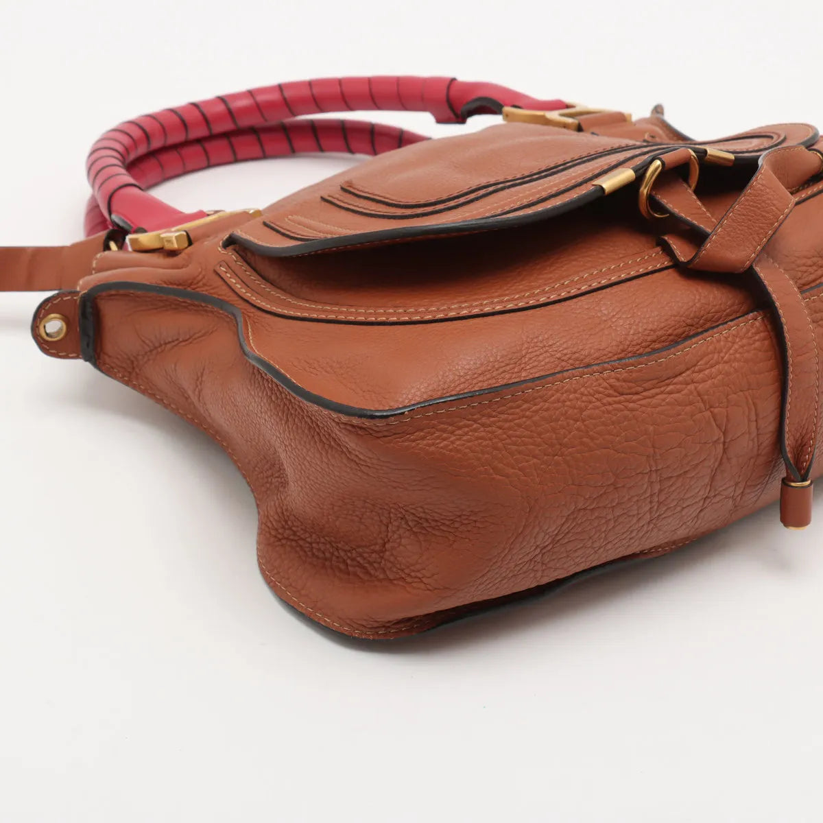 Chloe Marcy Leather Two-Way Handbag Brown x Pink