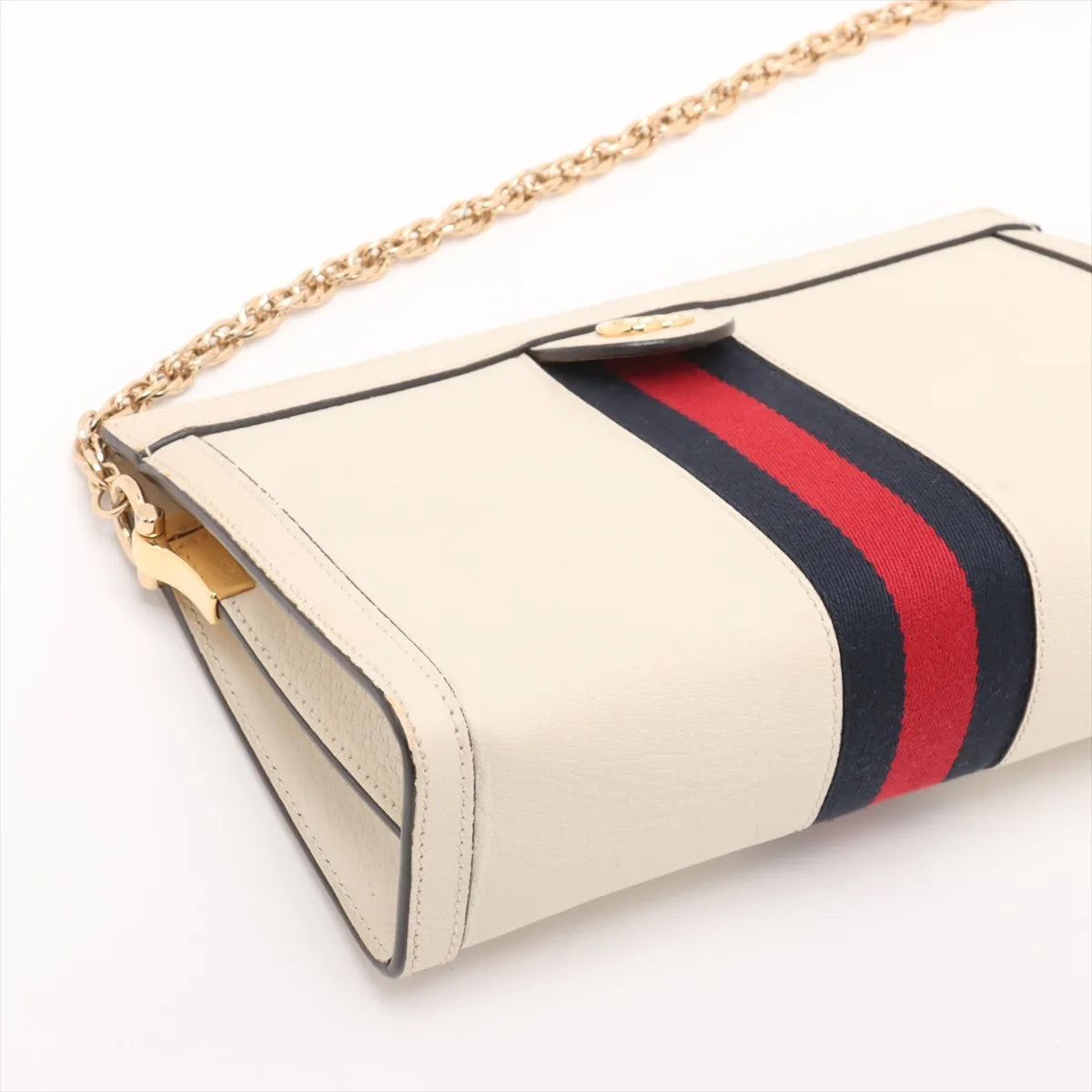 Gucci Ophidia Leather Chain Shoulder Bag White