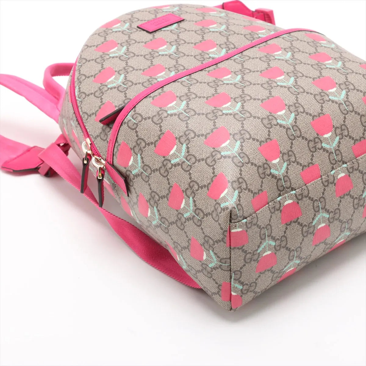 Gucci GG Supreme Floral Mini Backpack Beige x Pink
