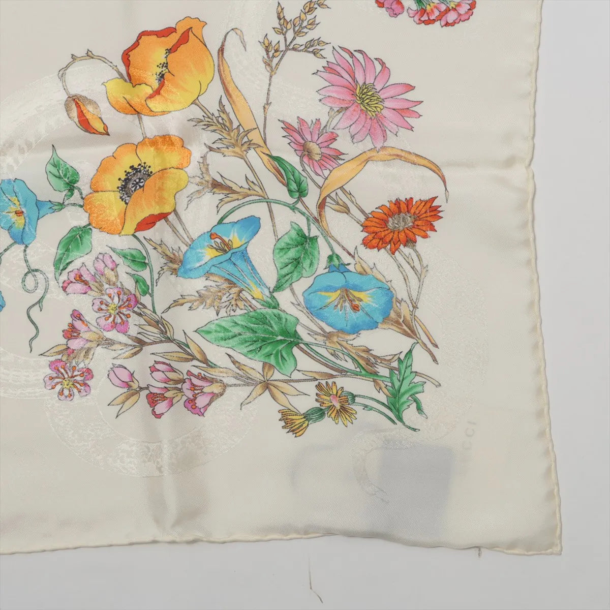 Gucci Multicolor Floral Silk Scarf Ivory