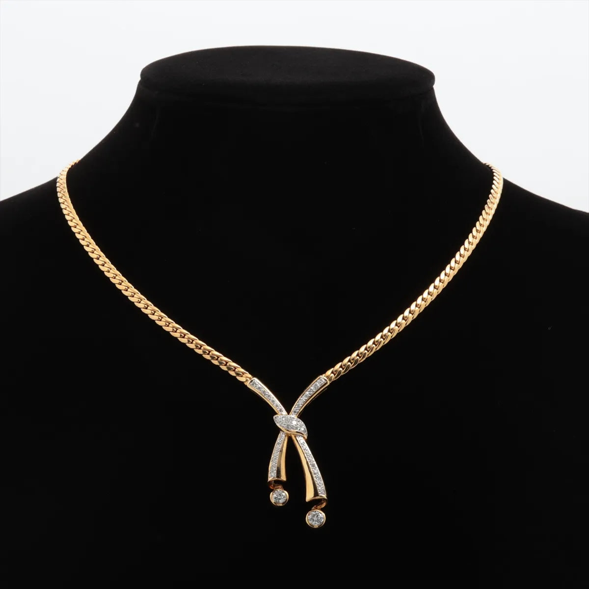Diamond Necktie Necklace Gold
