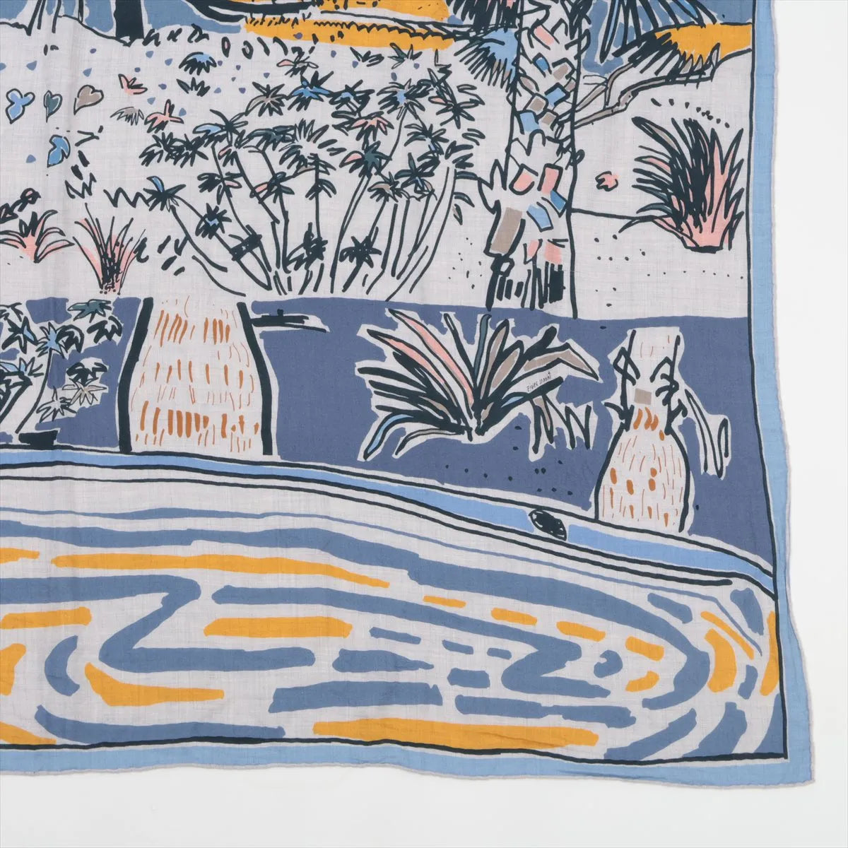Hermès Carré Géant Rayures D'ete Cashmere & Silk Scarf Blue