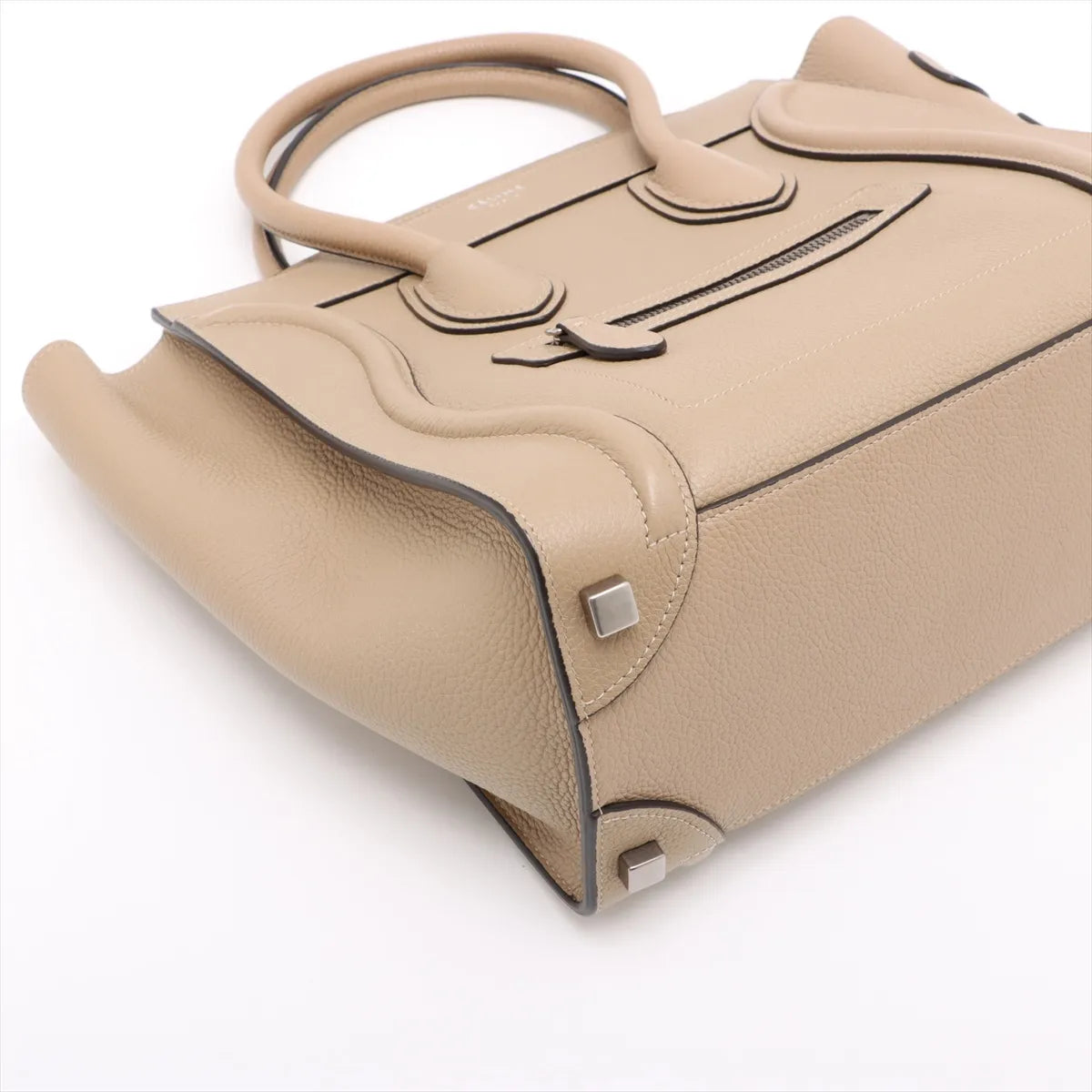 Celine Luggage Micro Shopper Leather Handbag Beige