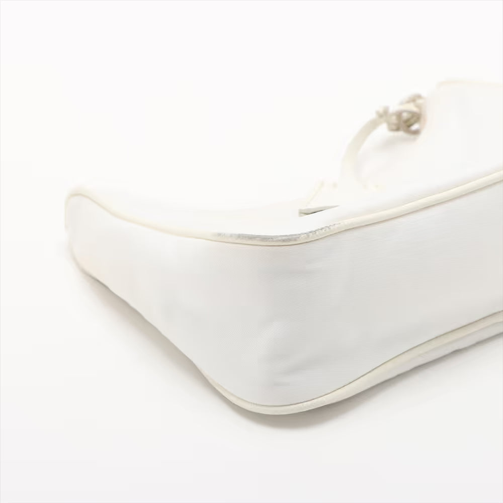 Prada Tessuto Nylon Leather Two-Way Shoulder Bag White