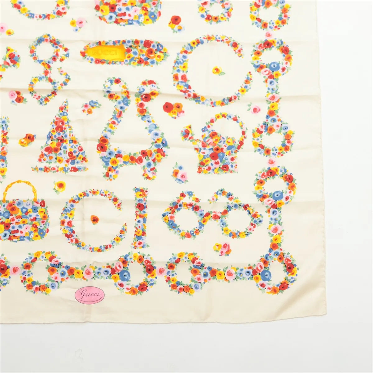 Gucci Flower Silk Scarf Ivory