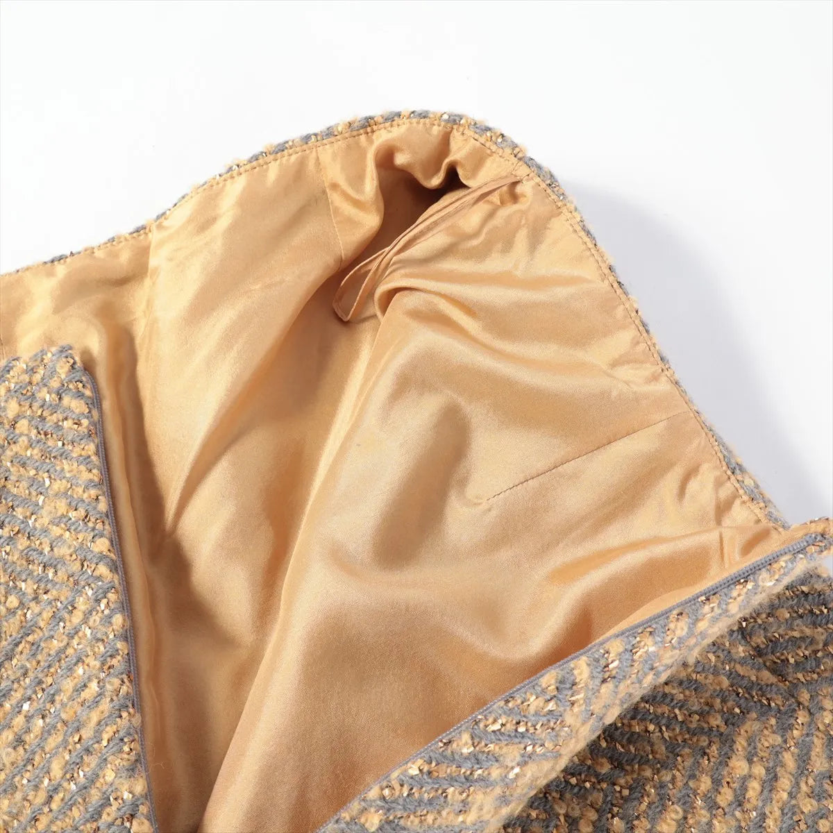Chanel Wool Tweed Skirt Gold x Gray
