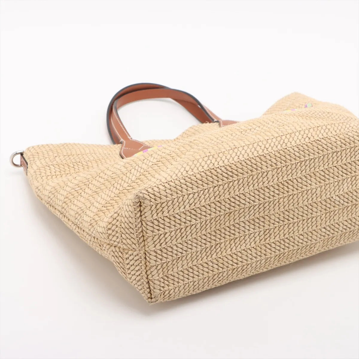 Gucci Patch Raffia x Leather Handbag Beige