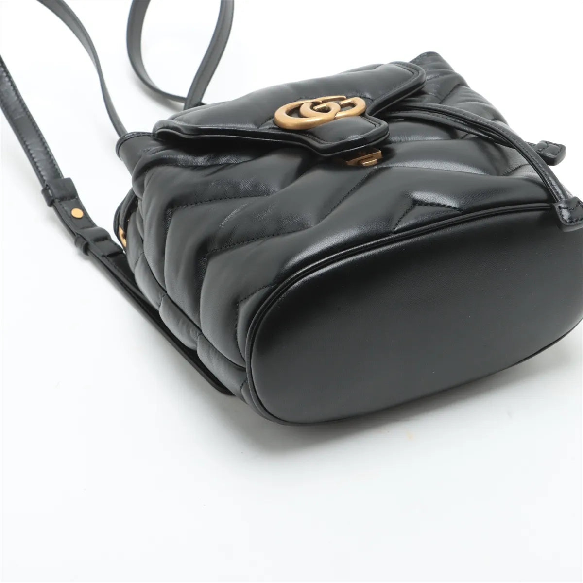 Gucci GG Marmont Chevron Leather Two-Way Backpack Black