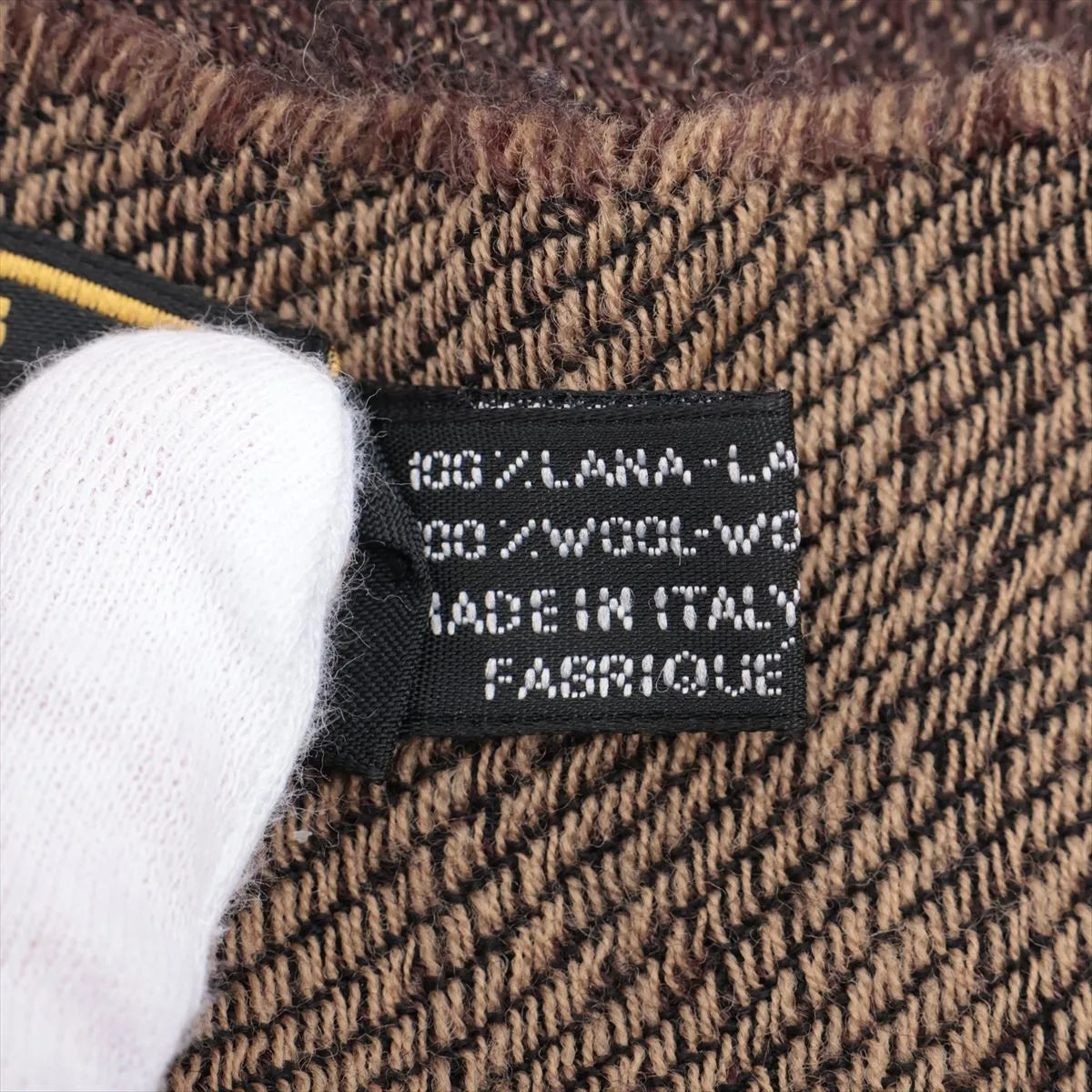 Fendi Logo Wool Scarf Brown x Beige