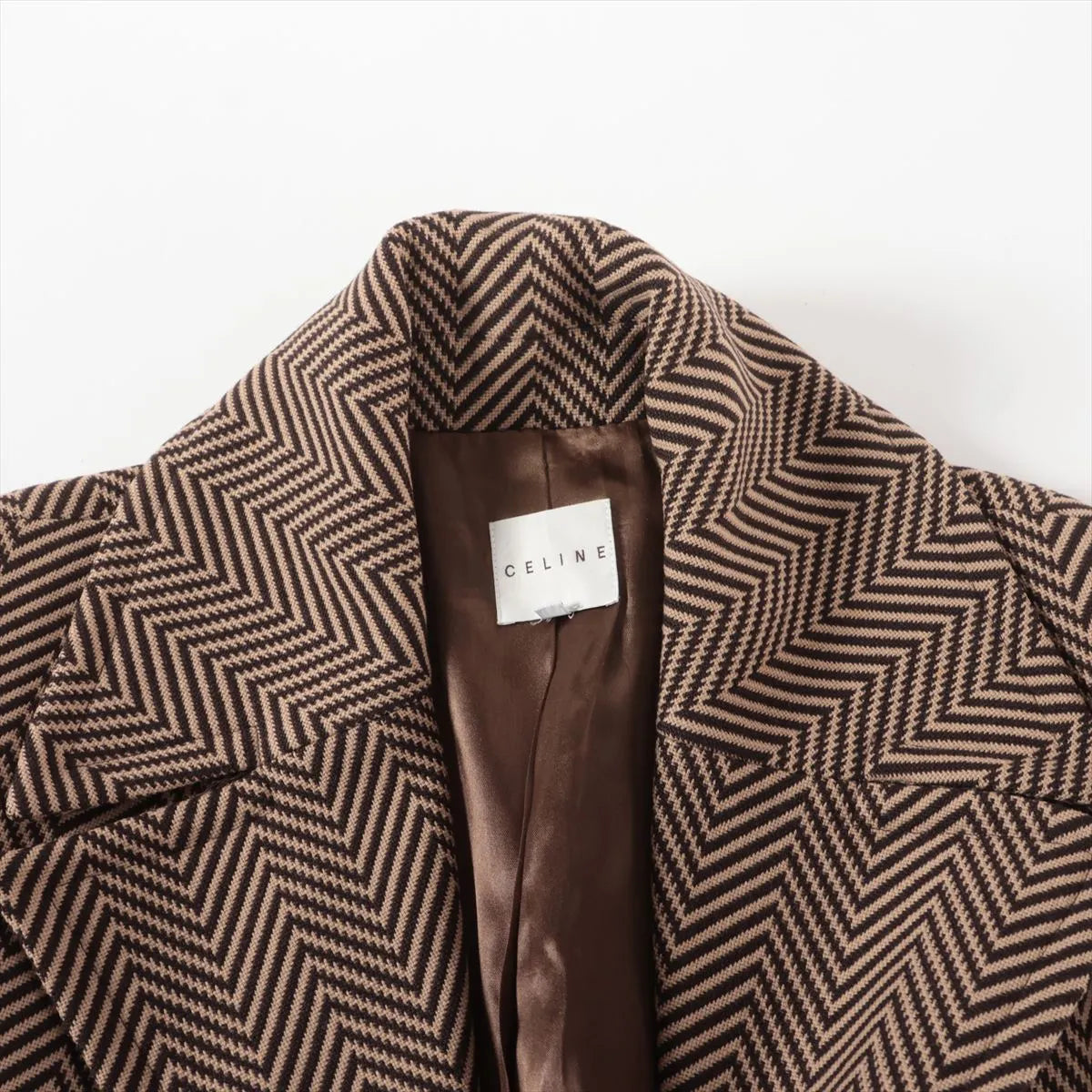 Celine Chevron Wool Coats Brown