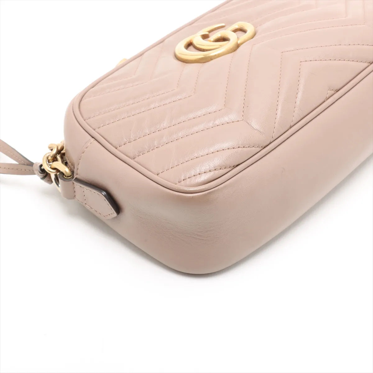 Gucci GG Marmont Chevron Leather Shoulder Bag Pink