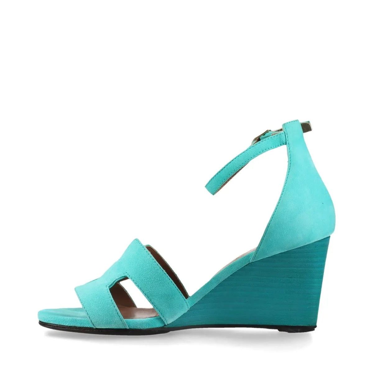Hermès Legend Suede Wedge Sandal Tiffany Blue