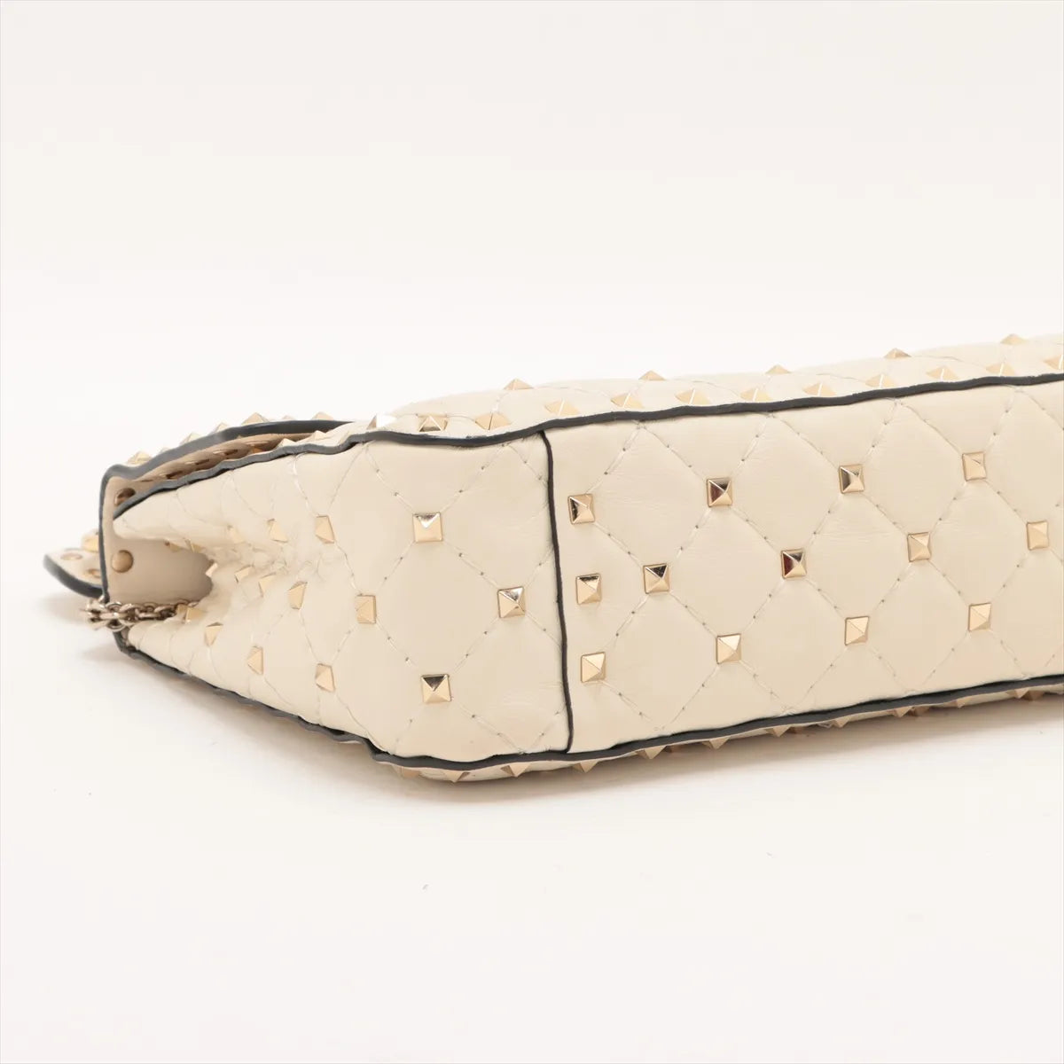 Valentino Garavani Matelasse Rockstud Leather Two-Way Chain Shoulder Bag Beige