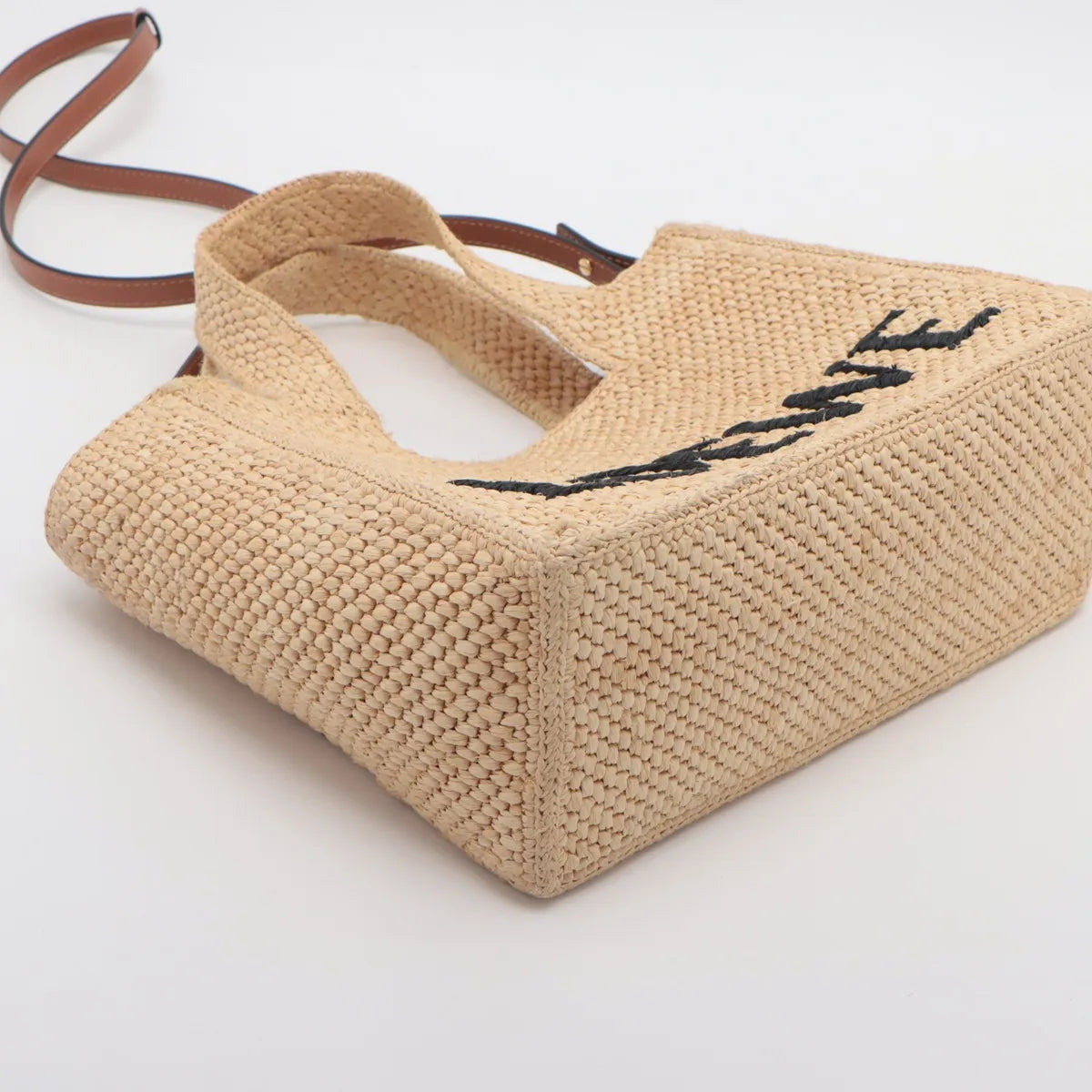 Loewe Small Raffia Leather Two-Way Tote Bag Beige