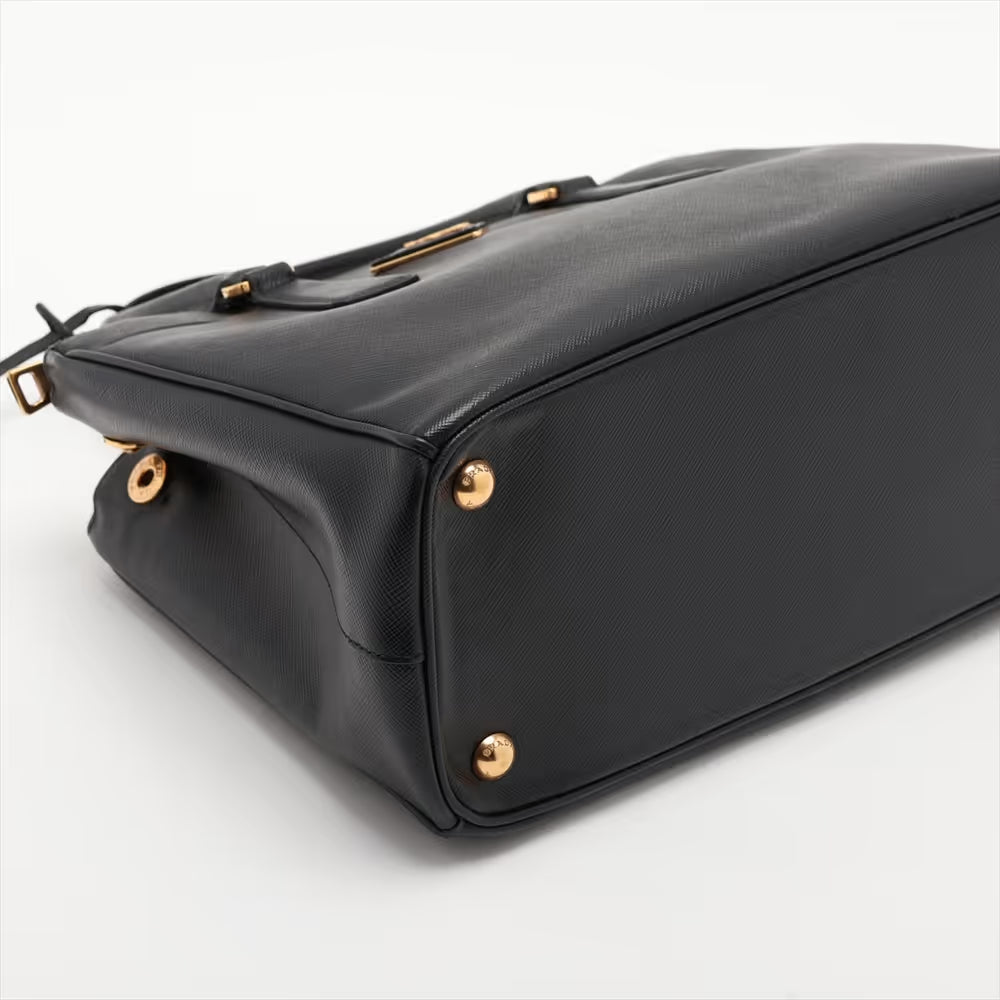 Prada Saffiano Galeria Leather Two-Way Handbag Black