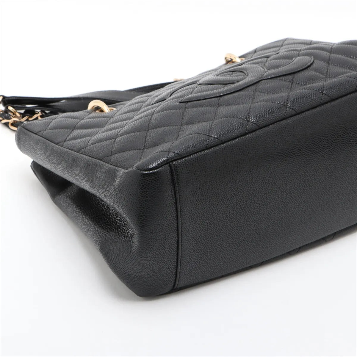Chanel CC Logo GST Caviar Skin Chain Tote Bag Black