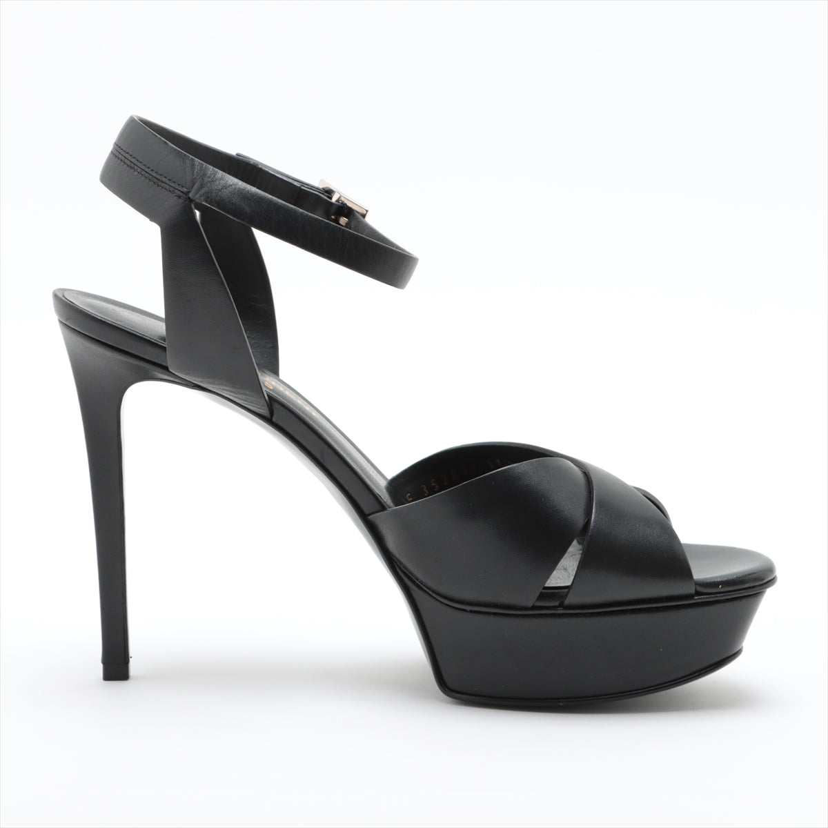 Saint Laurent Paris Leather Heel Sandals Black