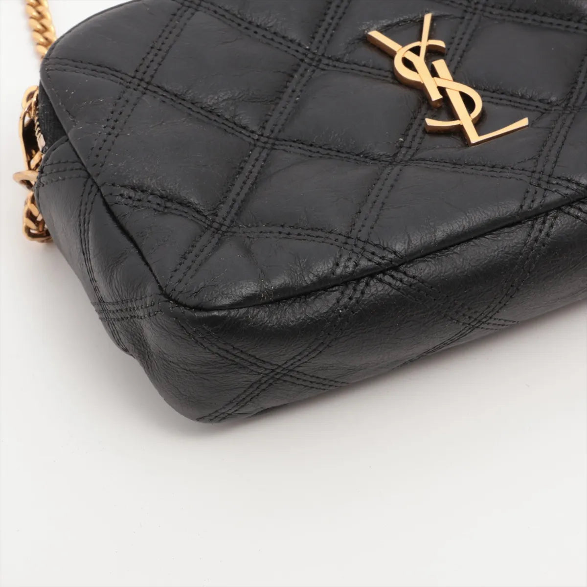 Saint Laurent Paris Becky Leather Chain Shoulder Bag Black