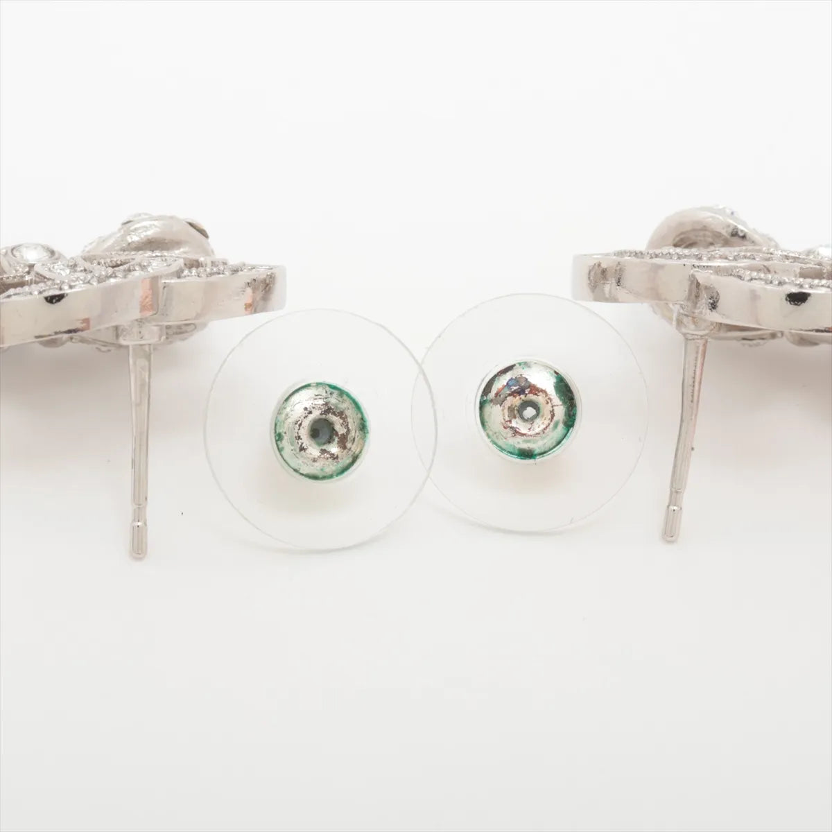 Chanel CC Logo Ribbon Rhinestone Stud Drop Earring