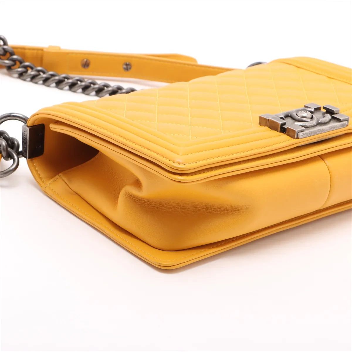 Chanel Boy Chanel 25 Lambskin Chain Shoulder Bag Yellow