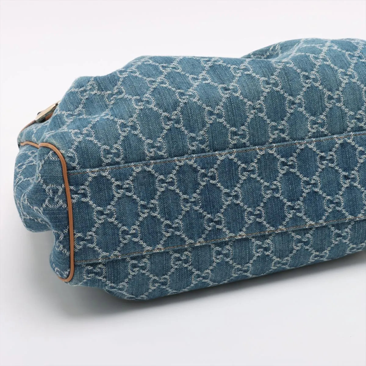 Gucci GG Logo Denim Leather Handbag Blue