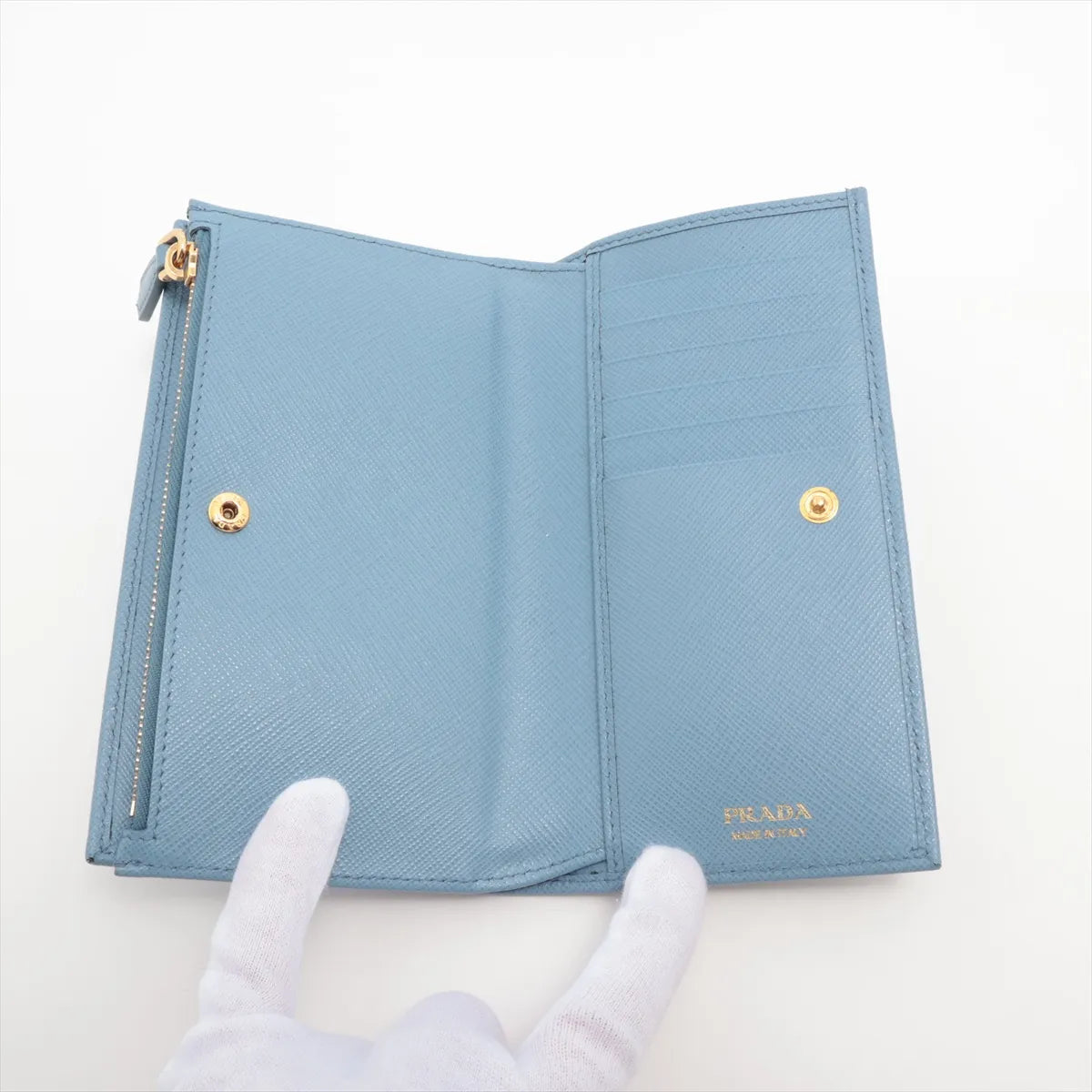 Prada Saffiano Leather Long Wallet Blue