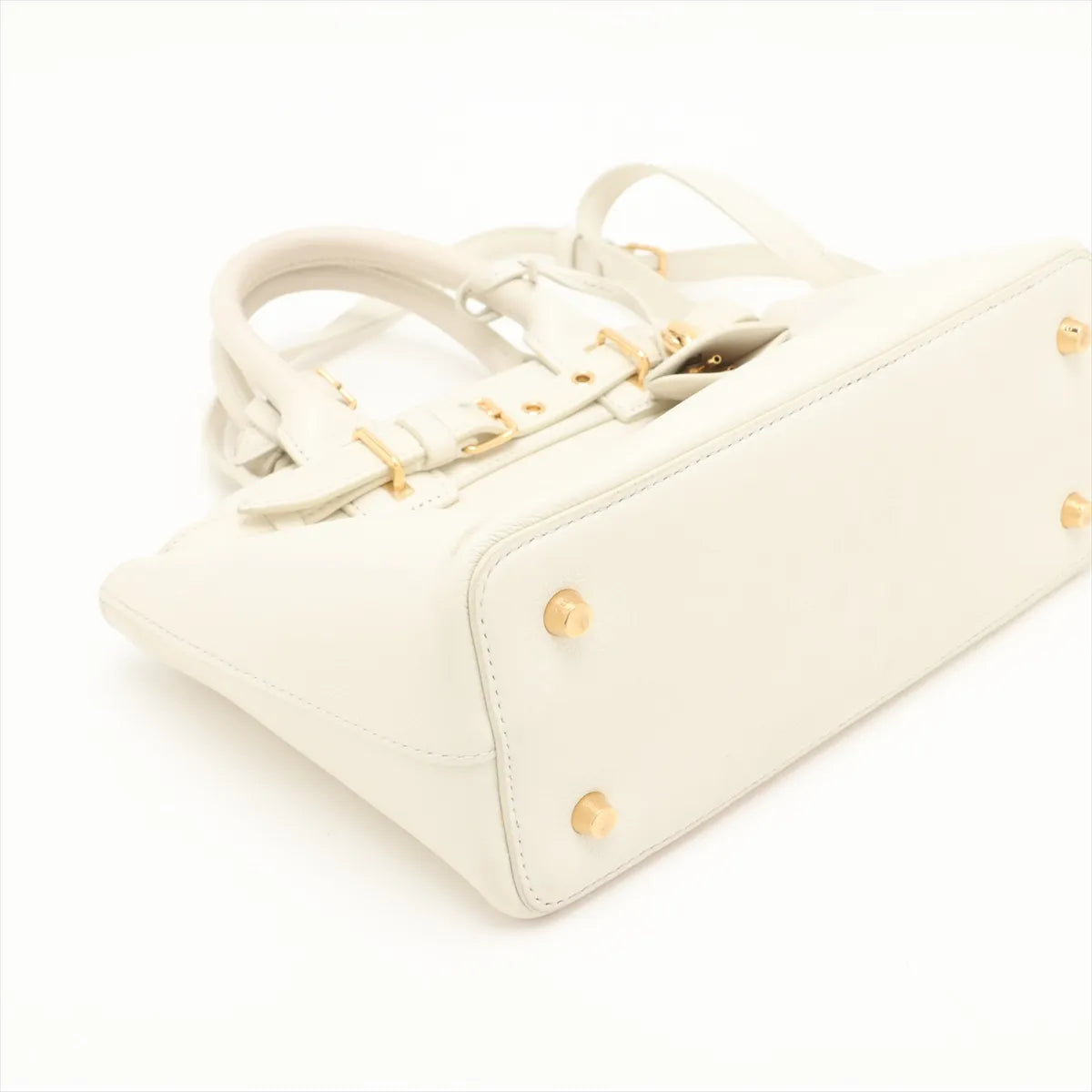Celine Conti Leather Two-Way Handbag White