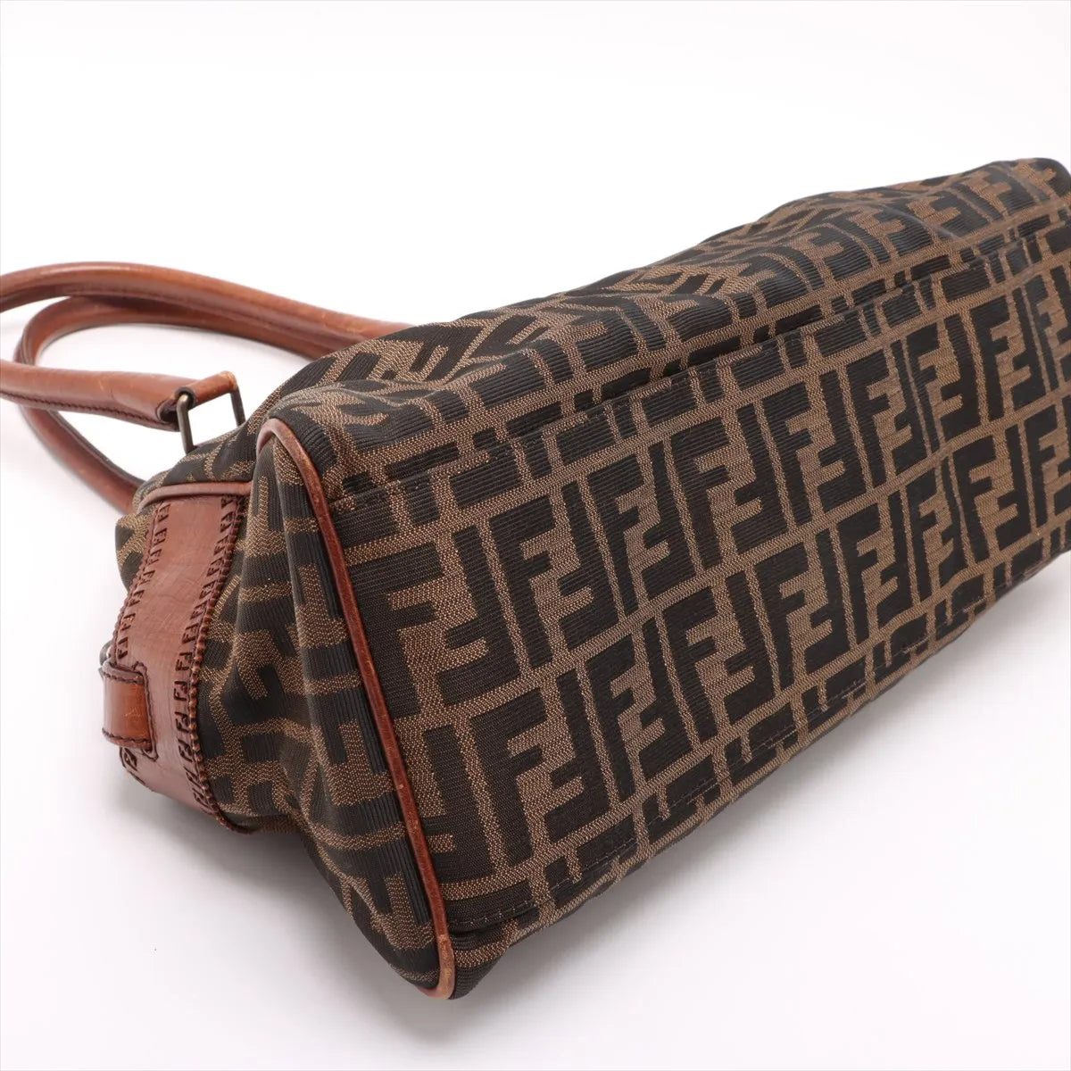 Fendi Zucca Canvas Leather Shoulder Bag Brown