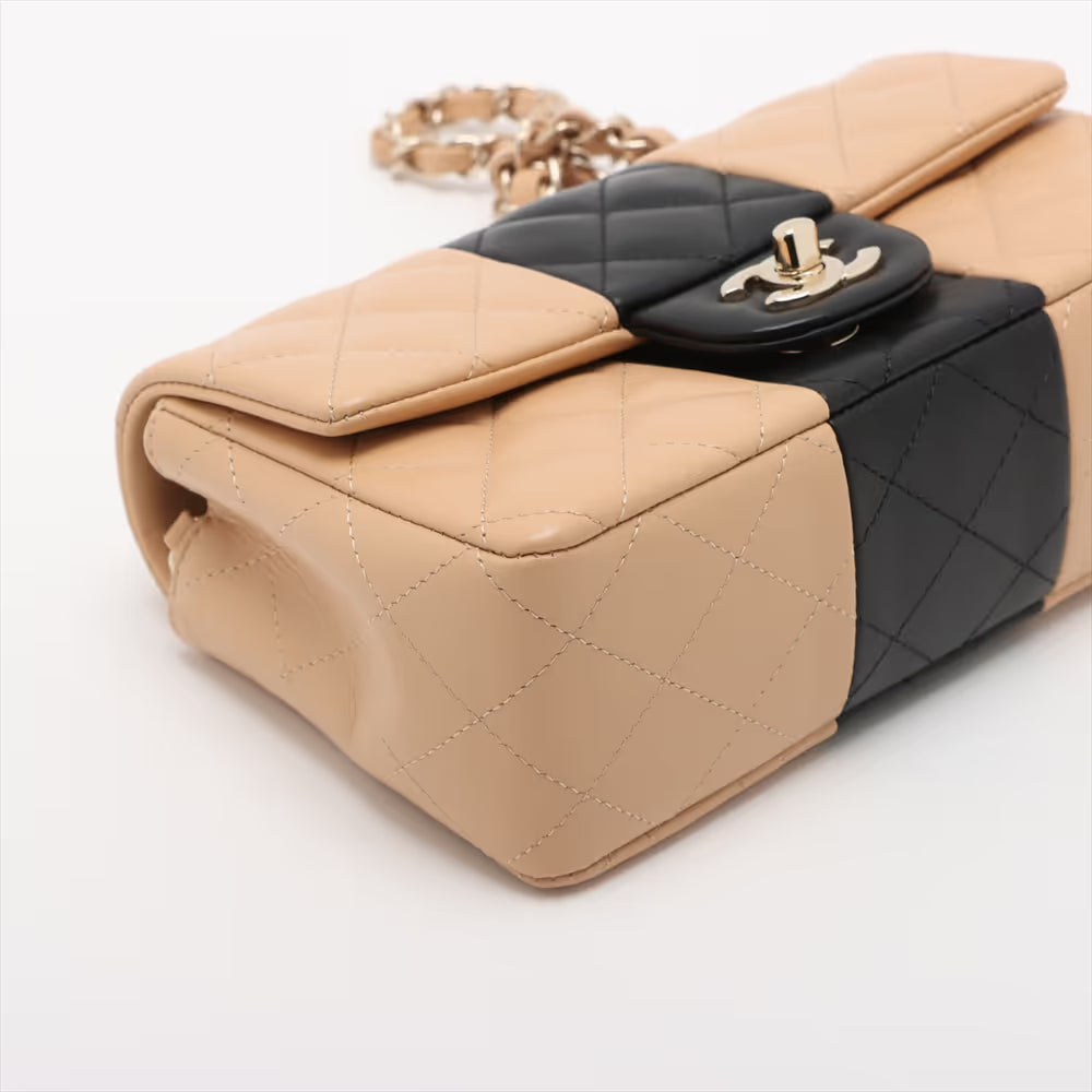 Chanel CC Logo Mini Matelasse 20 Lambskin Single Flap Single Chain Bag Beige