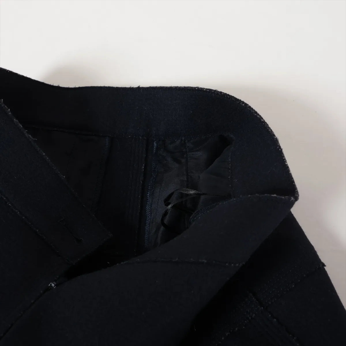 Chanel CC Logo Button Wool Skirt Navy Blue