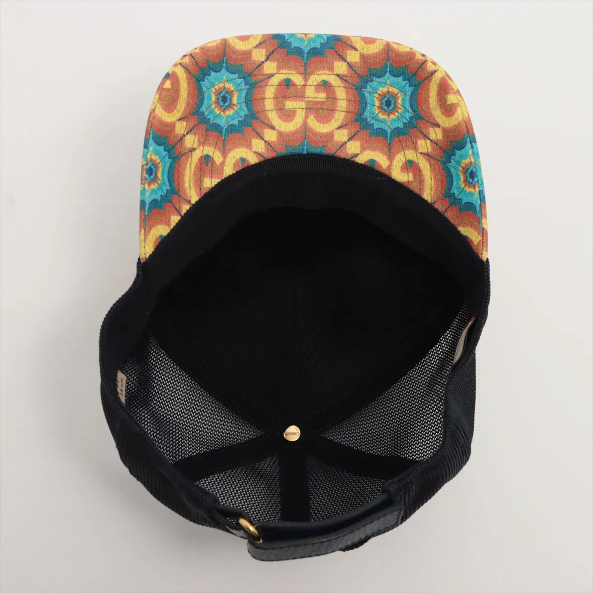 Gucci GG Cotton Polyester Hat Yellow x Navy Blue