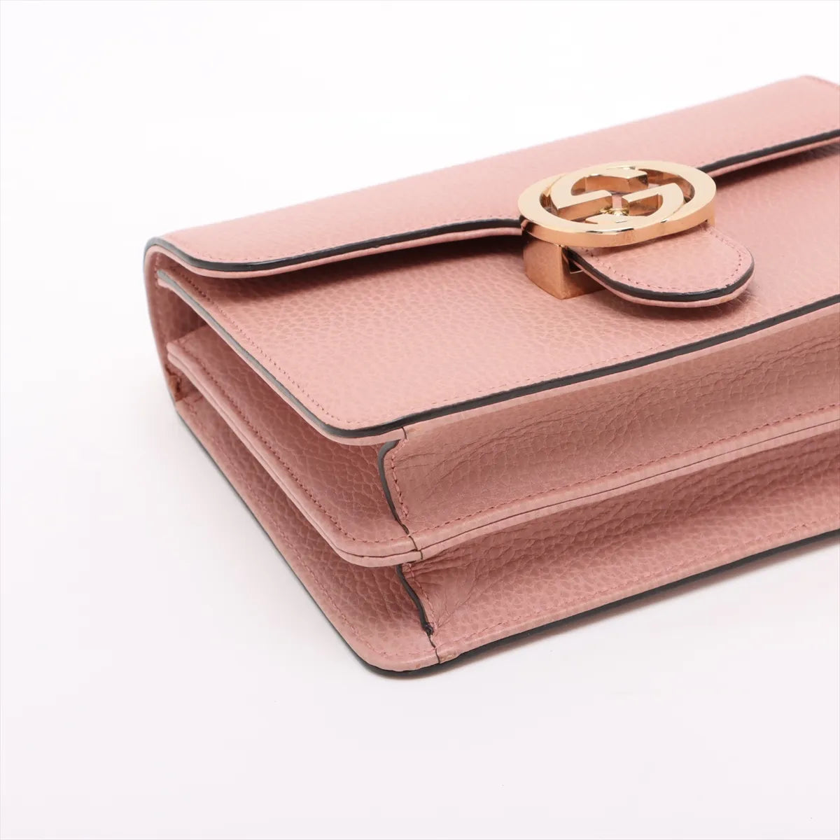 Gucci Interlocking G Leather Chain Shoulder Bag Pink