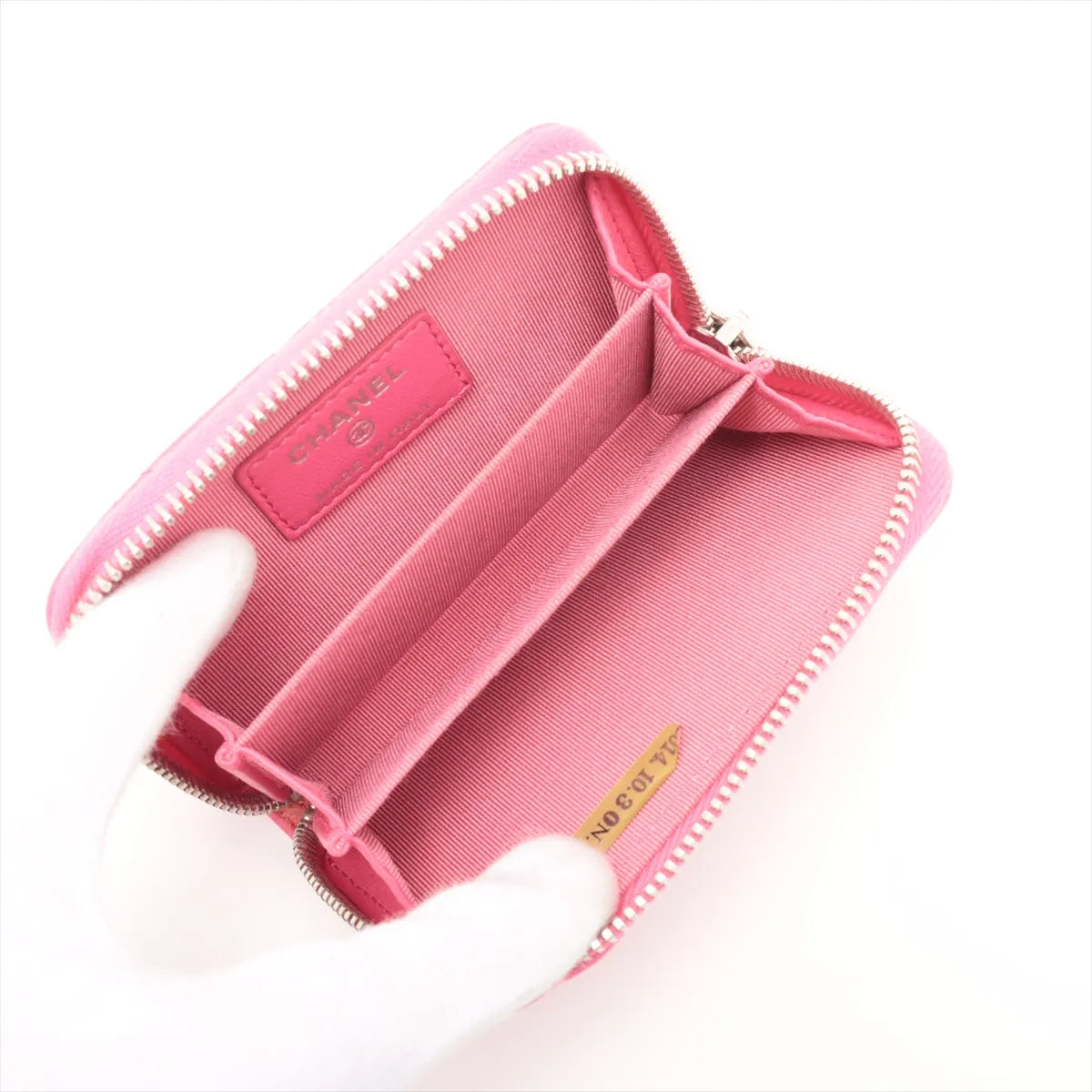 Chanel CC Logo Matelasse Lambskin Card Case Pink