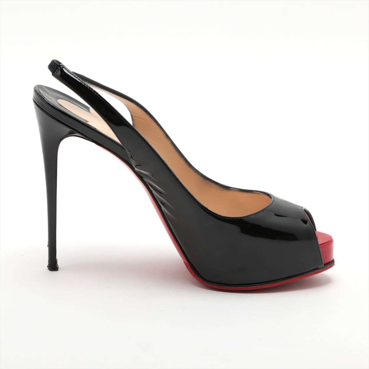 Christian Louboutin Patent Leather Open-toe Sling Back Pump Black