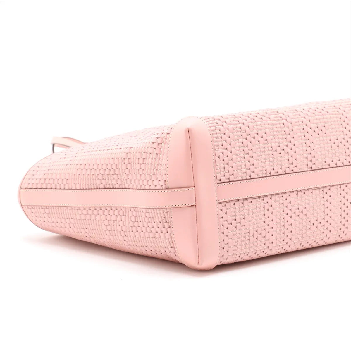 Fendi Zucca Interwoven Leather Tote Bag Pink