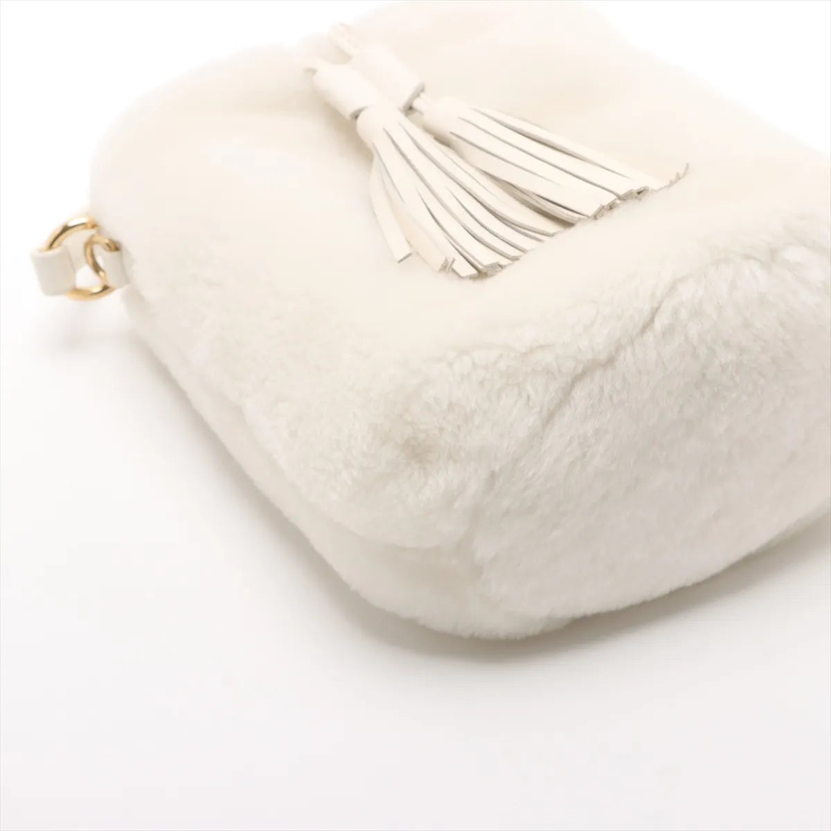 Miu Miu Fur Leather Two-Way Bucket Bag White