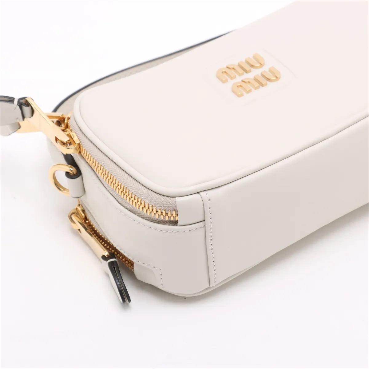 Miu Miu Leather Two-Way Handbag White