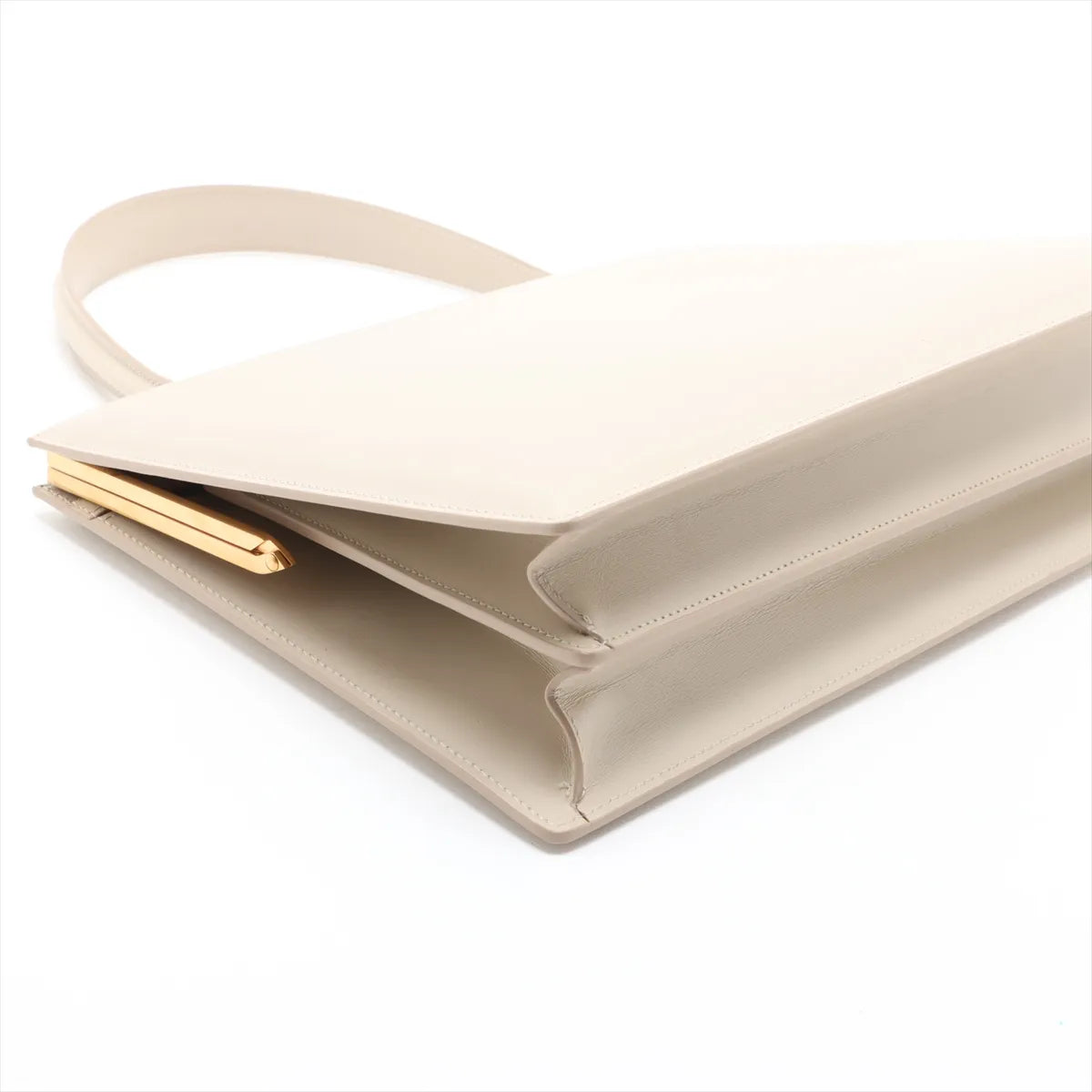 Celine Clasp Medium Leather Handbag Beige