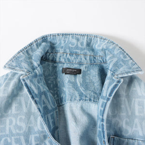 Versace Cotton Denim Shirt Blue