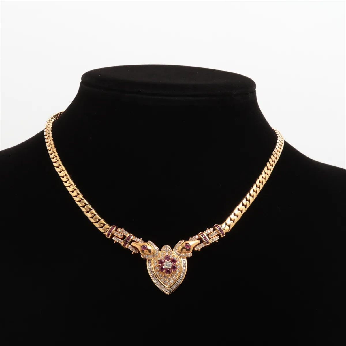 Ruby Colored Stone Diamond Necklace