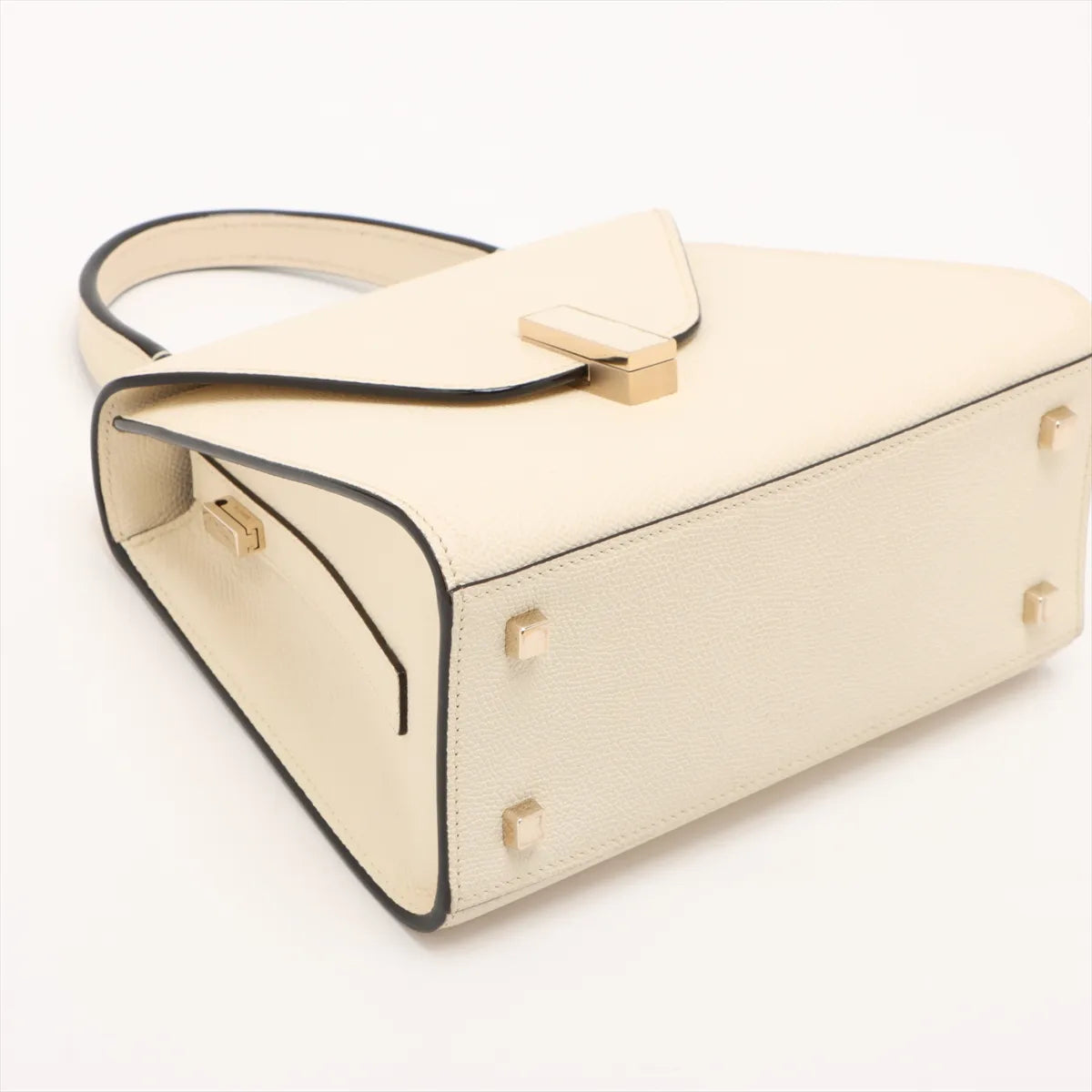 Valextra Iside Mini Leather Two-Way Handbag Ivory