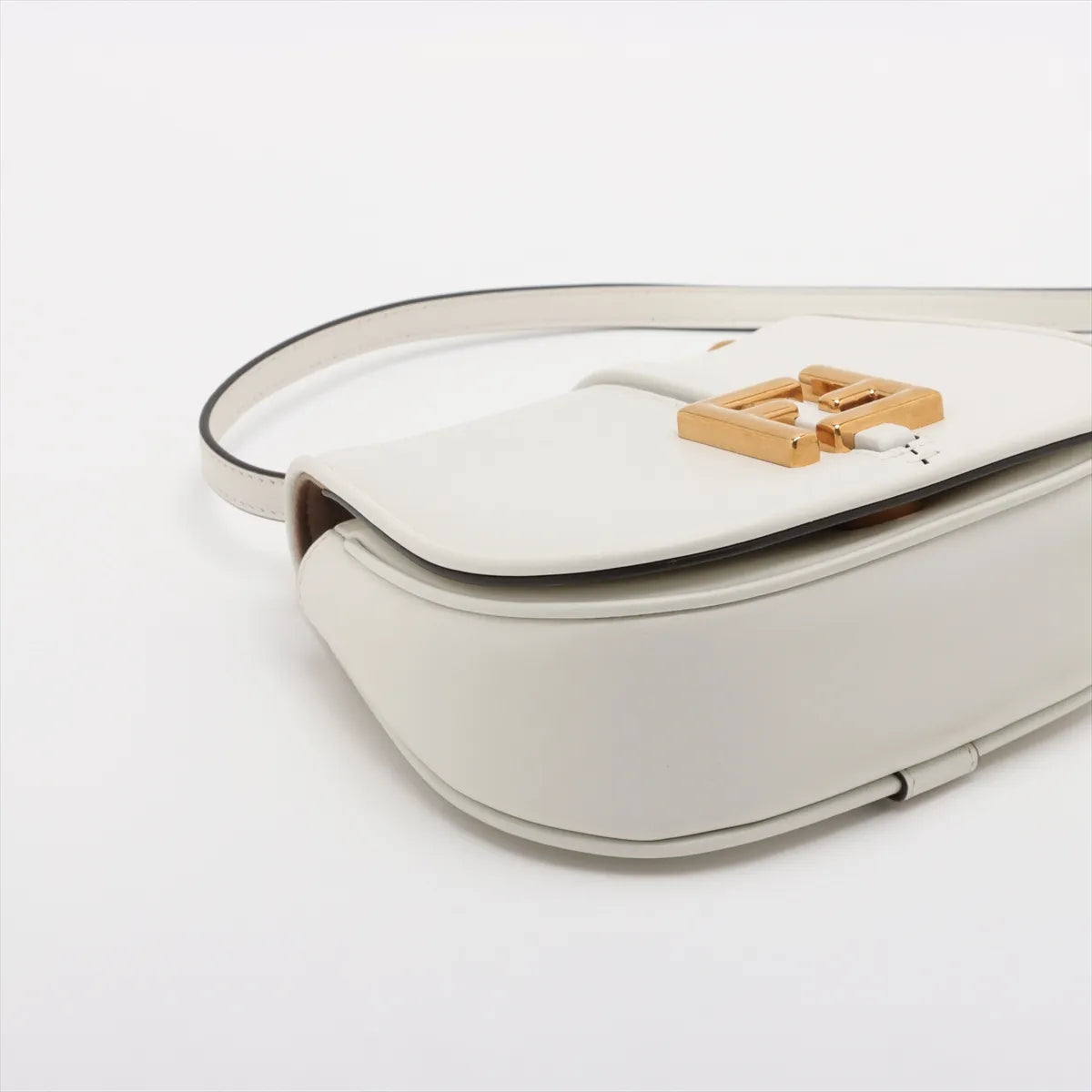 Fendi C'mon Small Leather Shoulder Bag White