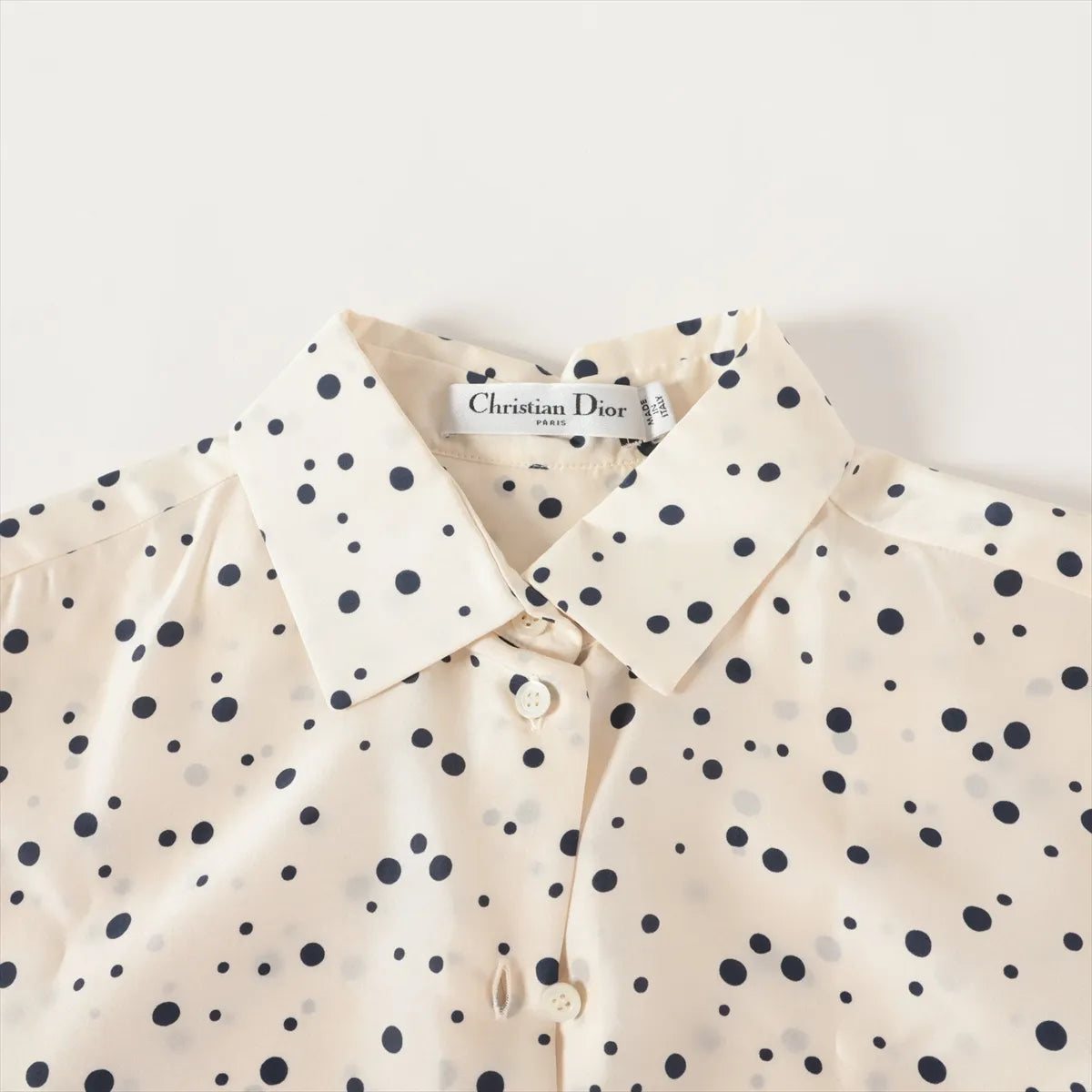 Christian Dior Bee Embroidery Silk Shirt Ivory