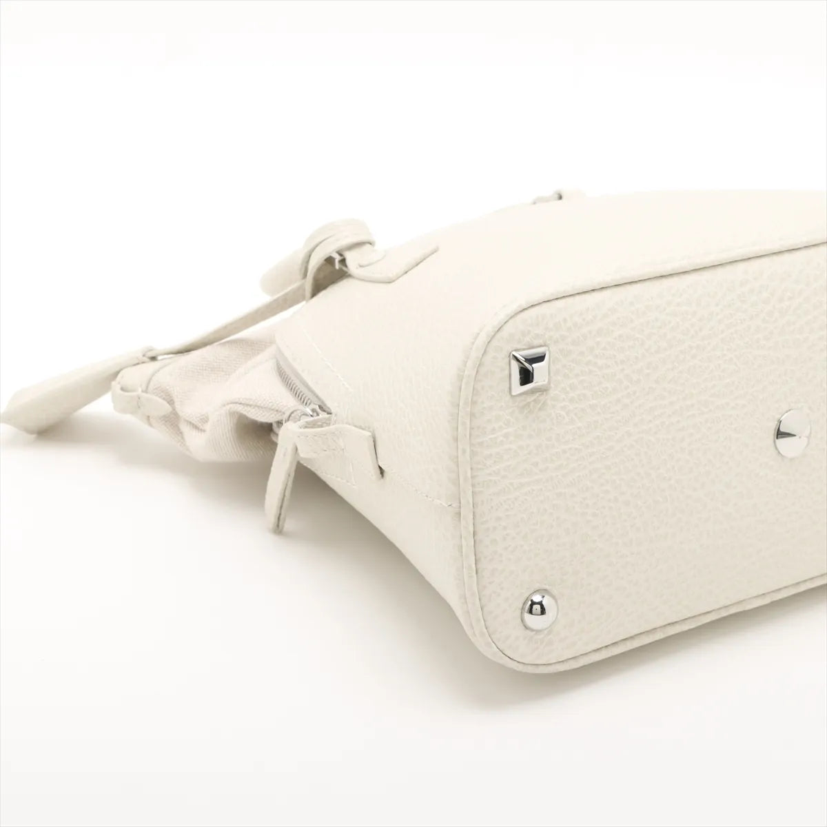 Maison Margiela 5AC Leather Canvas Two-Way Handbag White